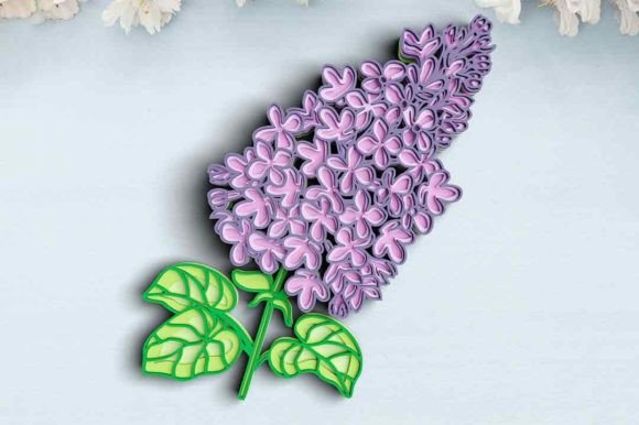 3D Flower SVG DXF 6 Layer - Lilac Svg Laser Cutting Wall Decor