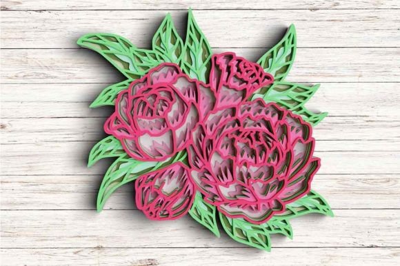 3D Flower SVG DXF 8 Layer - Peony Svg Graphics