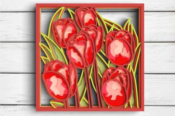 3D Flower SVG DXF 8 Layer - Tulip Svg
