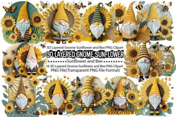 3D Gnome Sunflower and Bee Bundle Graphics and Print Templates Review