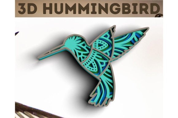 3D Hummingbird SVG DXF 4 Layer - Bird