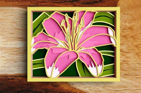 3D Tiger Lily Flower SVG DXF 7 Layer Graphics for Crafts