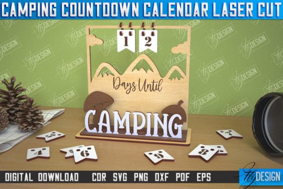 Camping Countdown Calendar 3D Calendar for Laser Cutting Stands