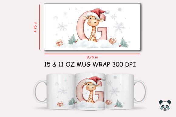 Christmas Baby Letter G with Giraffe Mug Wrap 2 Graphics and Crafts