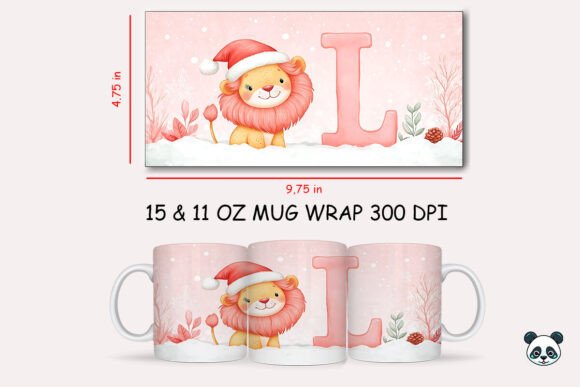 Christmas Baby Letter L with Lion Mug Wrap 1 Graphics and Crafts Review