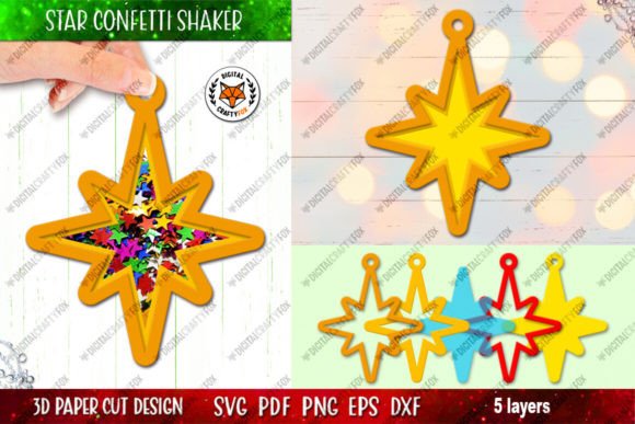 Christmas Star Confetti Shaker, 3D Star Graphics and Crafts