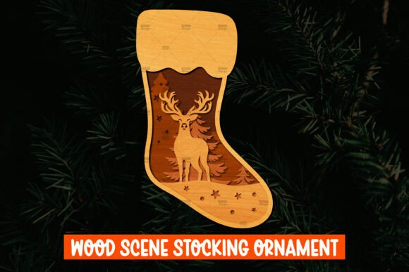 Christmas Stocking 3D Laser Cut Design for Winter Amp
