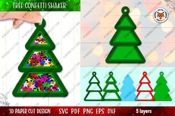 Christmas Tree Confetti Shaker, 3D Tree Graphics and Crafts