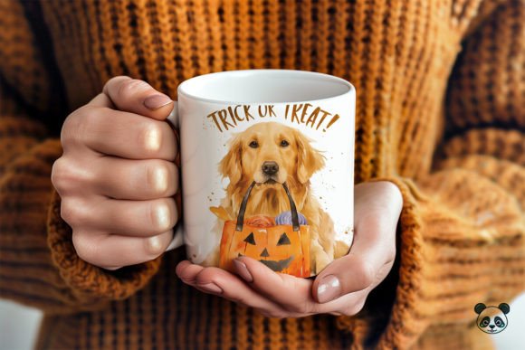 Golden Retriever Trick or Treat 3D Mug Wrap 2 Graphics and Crafts