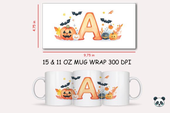 Halloween Letter a Mug Wrap Sublimation 4 Graphics and Crafts
