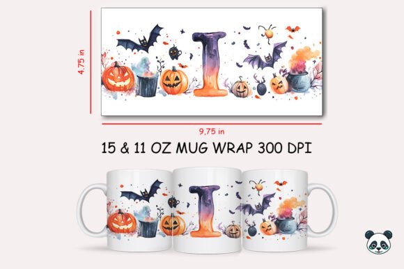 Halloween Letter I Mug Wrap Sublimation 1 Graphics and Crafts
