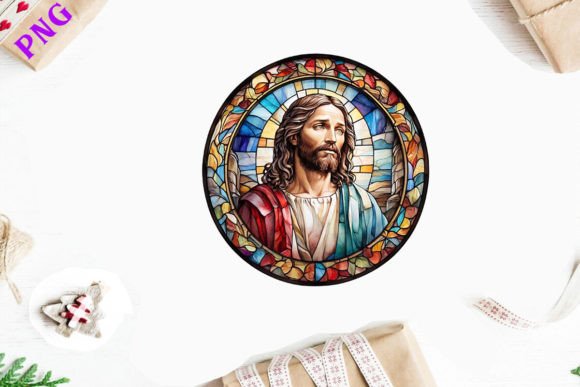 Jesus Stained Glass Wind Spinner Png