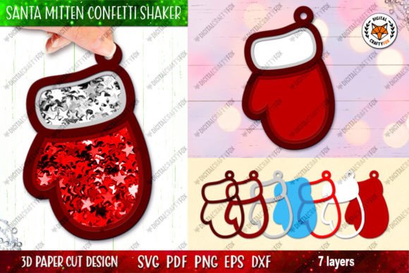 Santa Claus Mitten Confetti Shaker SVG Graphics