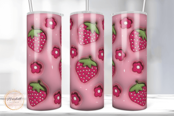 Strawberry 3D Inflated Tumbler Wrap Graphics & Print Templates
